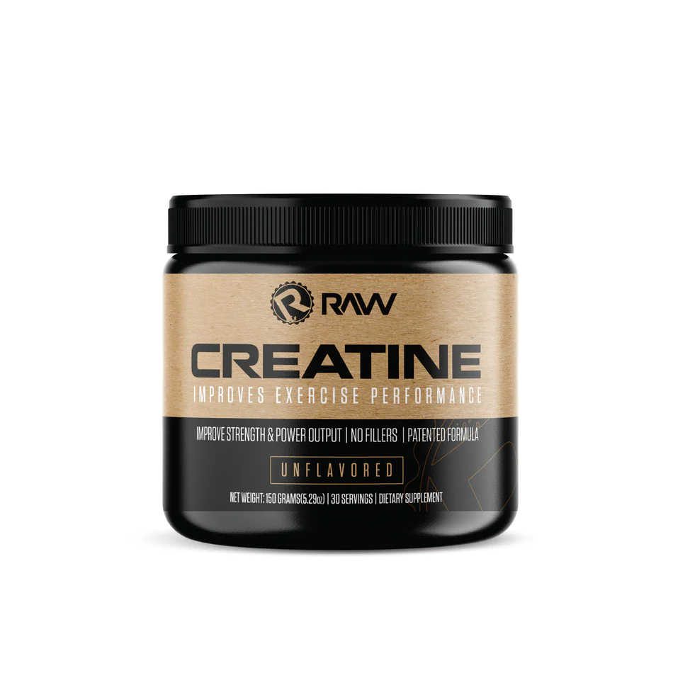 An image of a tab of RAW Creatine powder